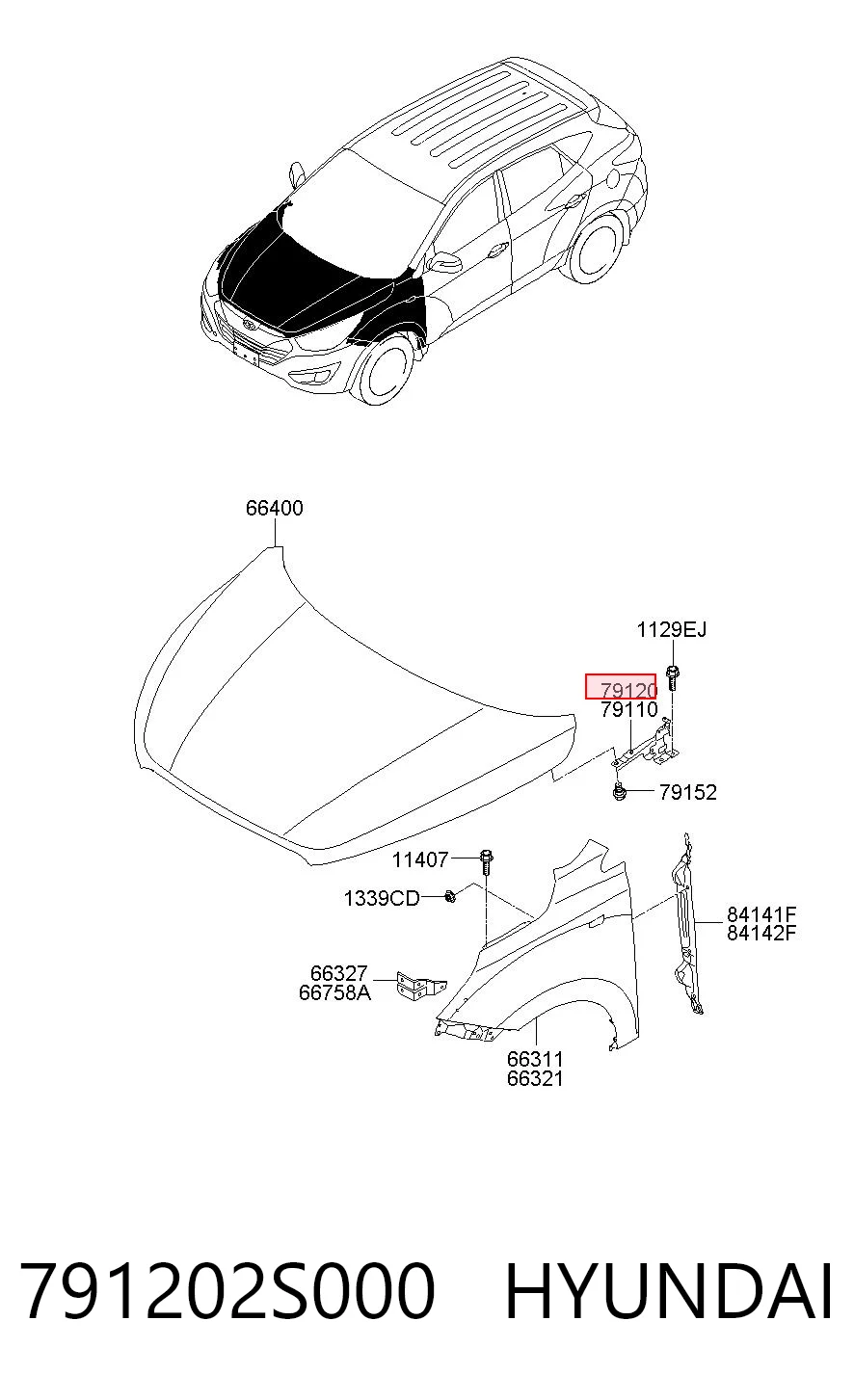 791202S000 Hyundai/Kia Шарнир капота правый