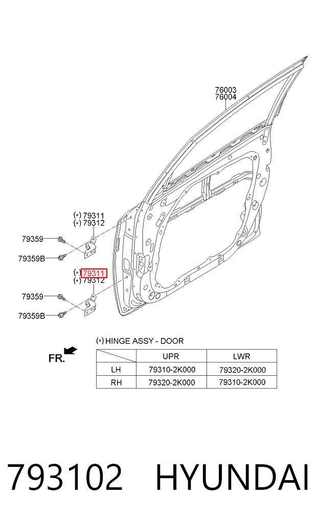 793102 Hyundai/Kia Петля передней двери левая