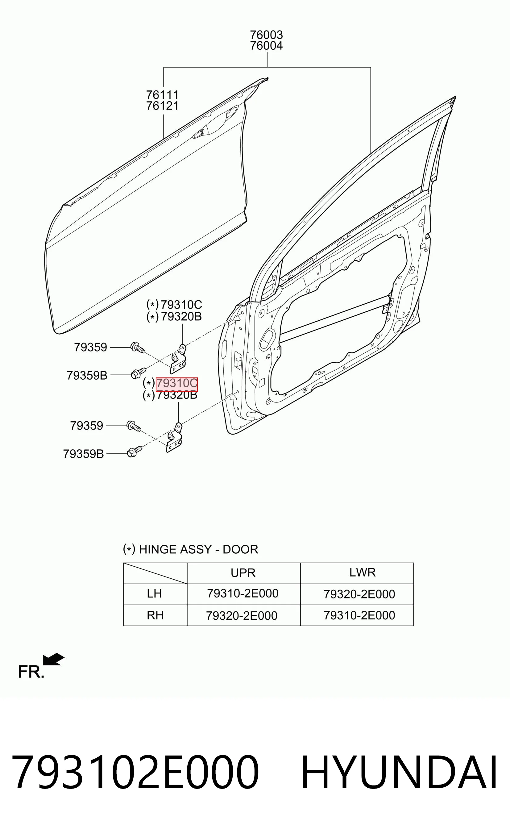 793102E000 Hyundai/Kia Петля передней двери левая
