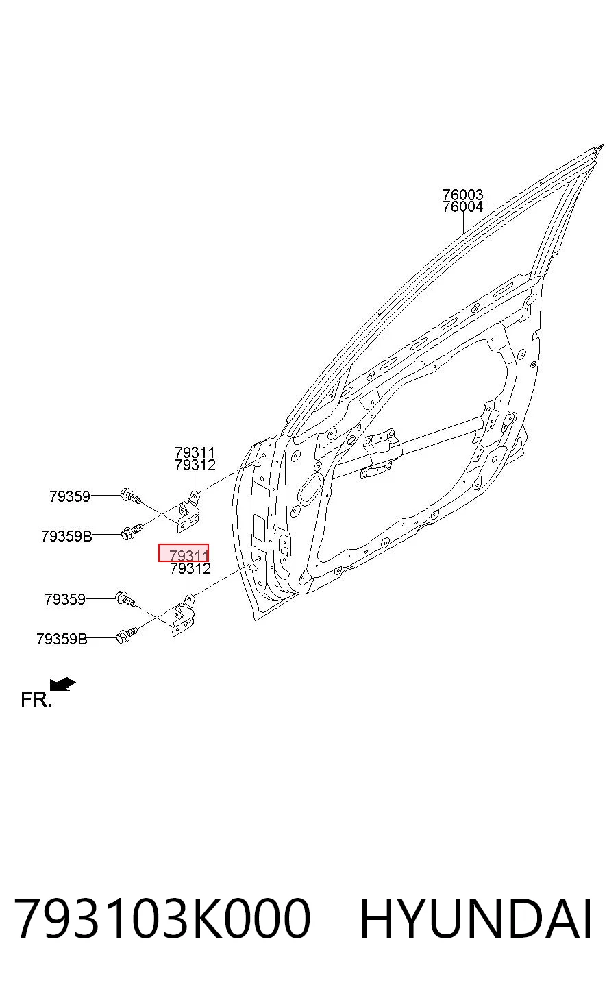 793103K000 Hyundai/Kia Дверной шарнир задний левый