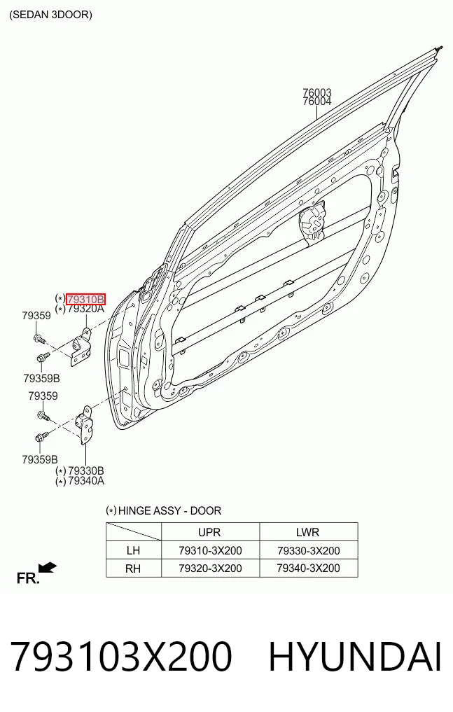 793103X200 Hyundai/Kia Петля передней двери левая