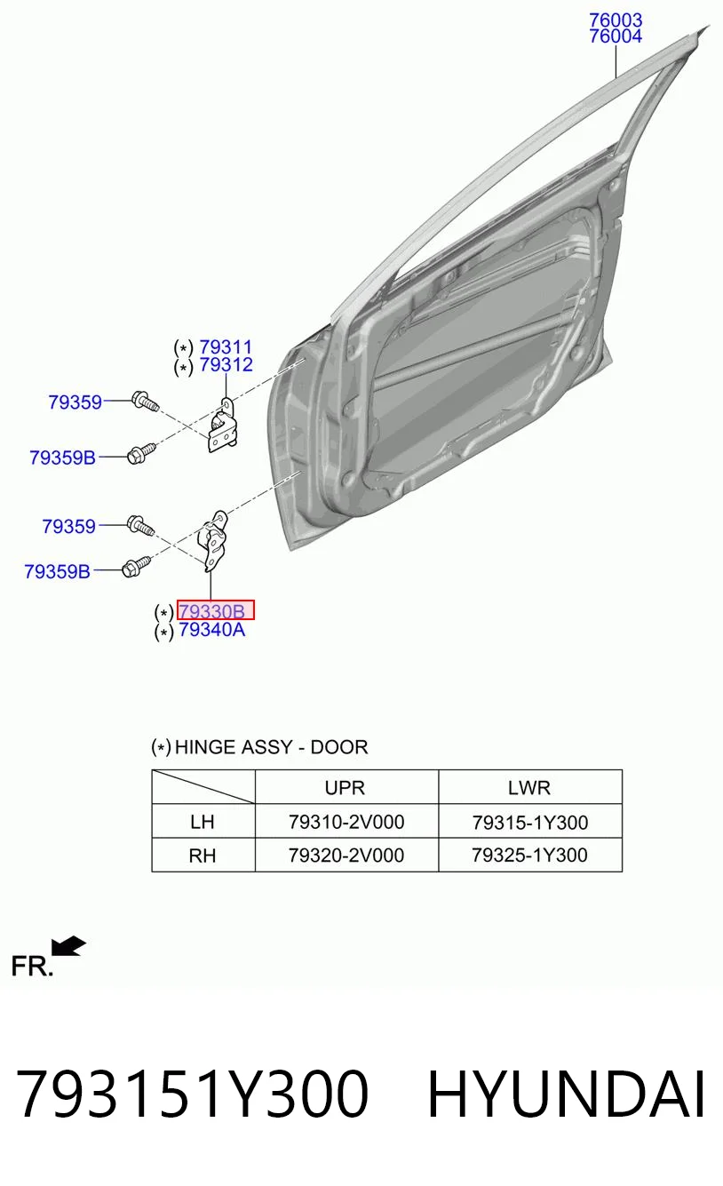 793151Y300 Hyundai/Kia Завеса двери передней левой