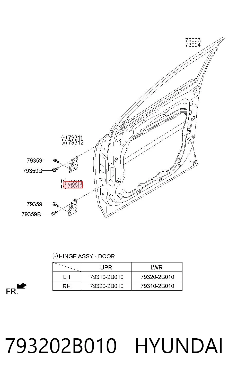 793202B010 Hyundai/Kia Завеса двери передней правой