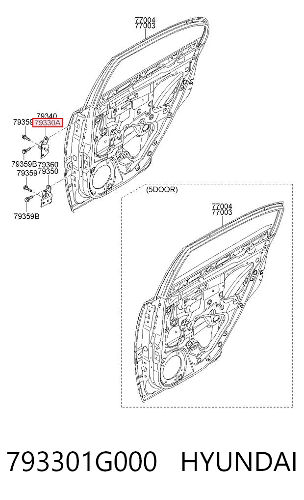 793301G000 Hyundai/Kia Петля задней левой двери