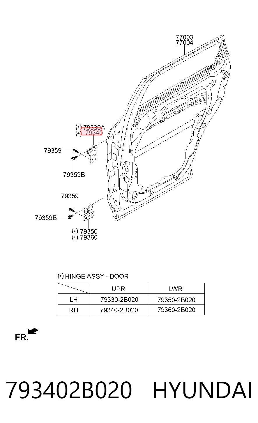 793402B020 Hyundai/Kia Завеса двери задней правой