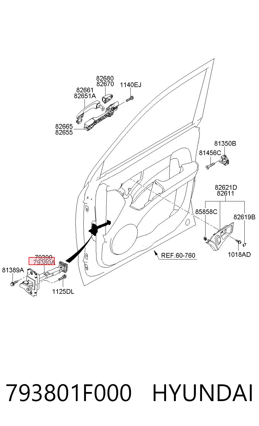793801F000 Hyundai/Kia Ограничитель открывания двери передний левый
