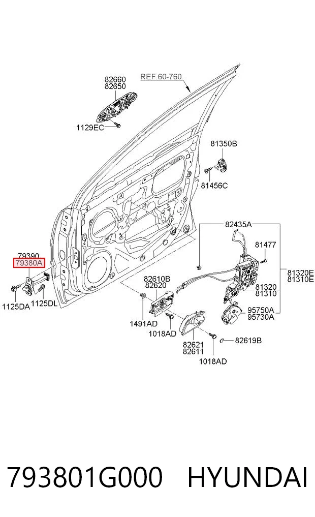 793801G000 Hyundai/Kia Ограничитель открывания двери передний левый