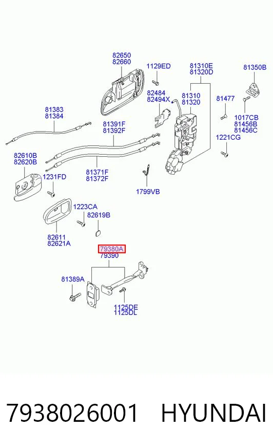 7938026001 Hyundai/Kia Ограничитель открывания двери передний левый