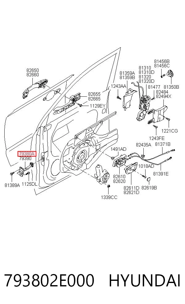 793802E000 Hyundai/Kia Ограничитель открывания двери передний левый