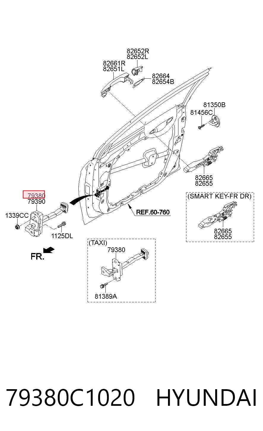 79380C1020 Hyundai/Kia Ограничитель открывания двери передний левый