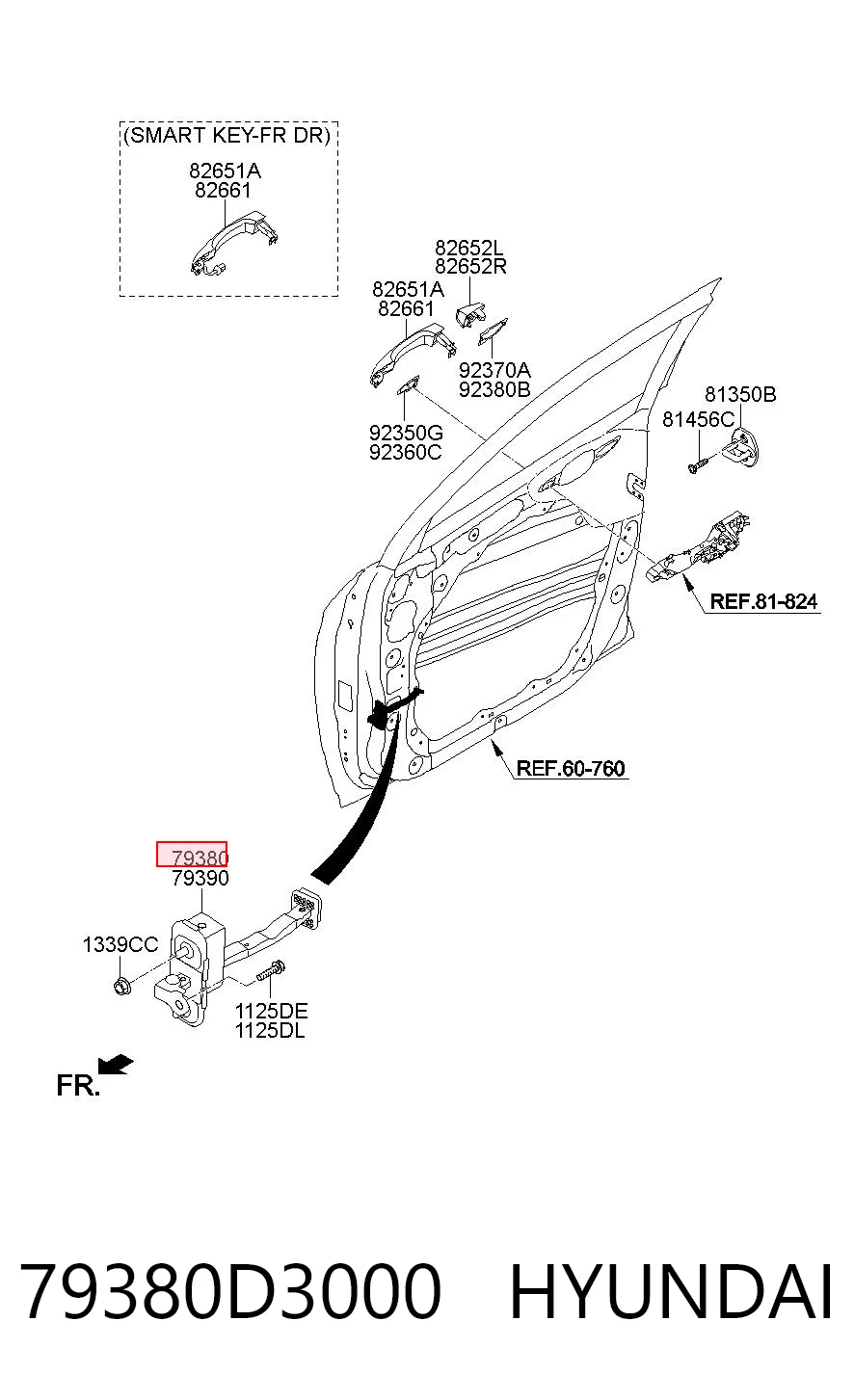 79380D3000 Hyundai/Kia Ограничитель открывания двери передний левый