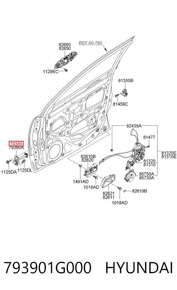 793901G000 Hyundai/Kia Ограничитель открывания двери передний правый