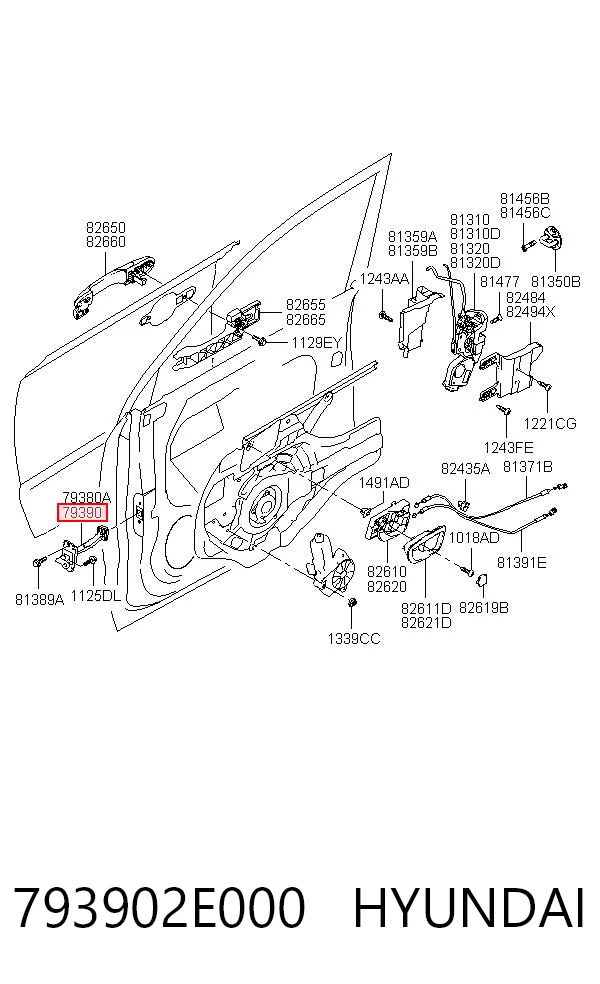 793902E000 Hyundai/Kia Ограничитель открывания двери передний правый