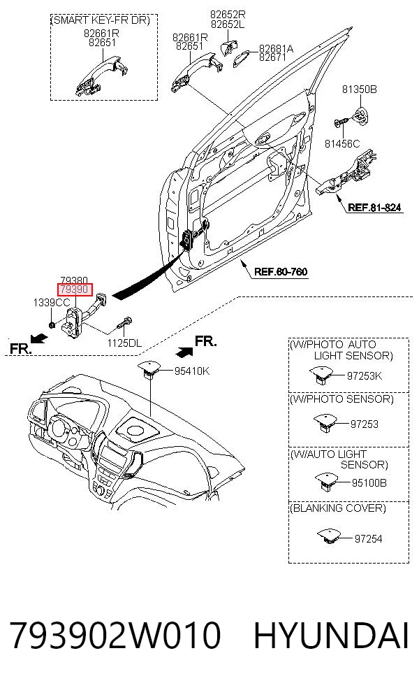 793902W010 Hyundai/Kia Ограничитель открывания двери передний правый