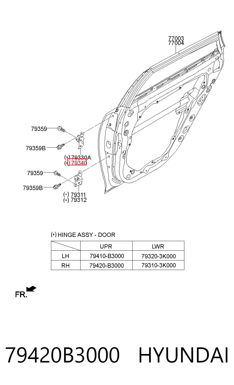 79420B3000 Hyundai/Kia Петля задней двери, правой
