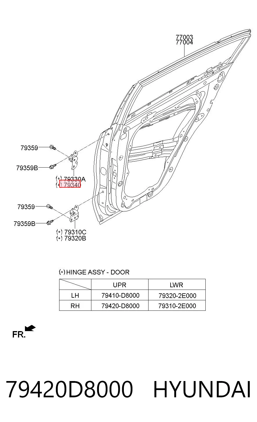 79420D8000 Hyundai/Kia Завеса двери задней правой