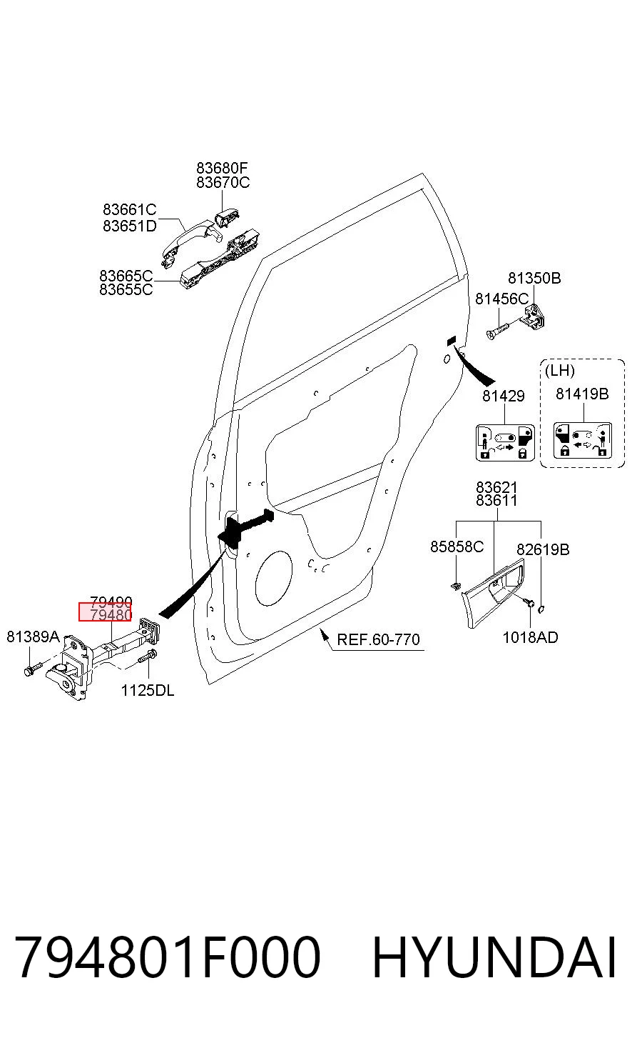 794801F000 Hyundai/Kia Ограничитель открывания двери задний левый