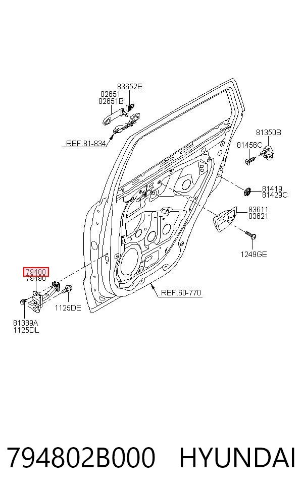 794802B000 Hyundai/Kia Ограничитель открывания двери задний левый
