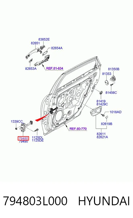 794803L000 Hyundai/Kia Ограничитель открывания двери задний левый
