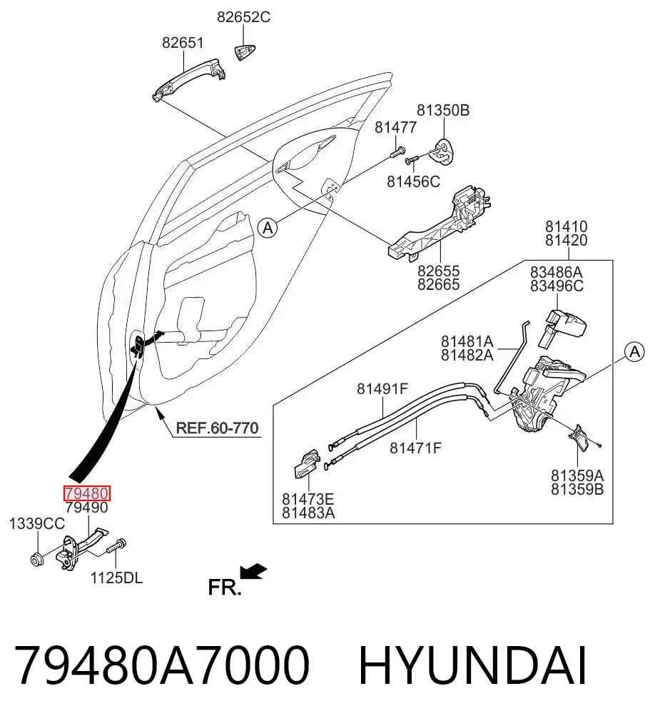 79480A7000 Hyundai/Kia Ограничитель открывания двери задний левый