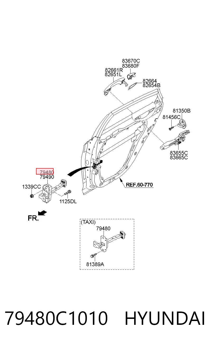 79480C1010 Hyundai/Kia Ограничитель открывания двери задний левый