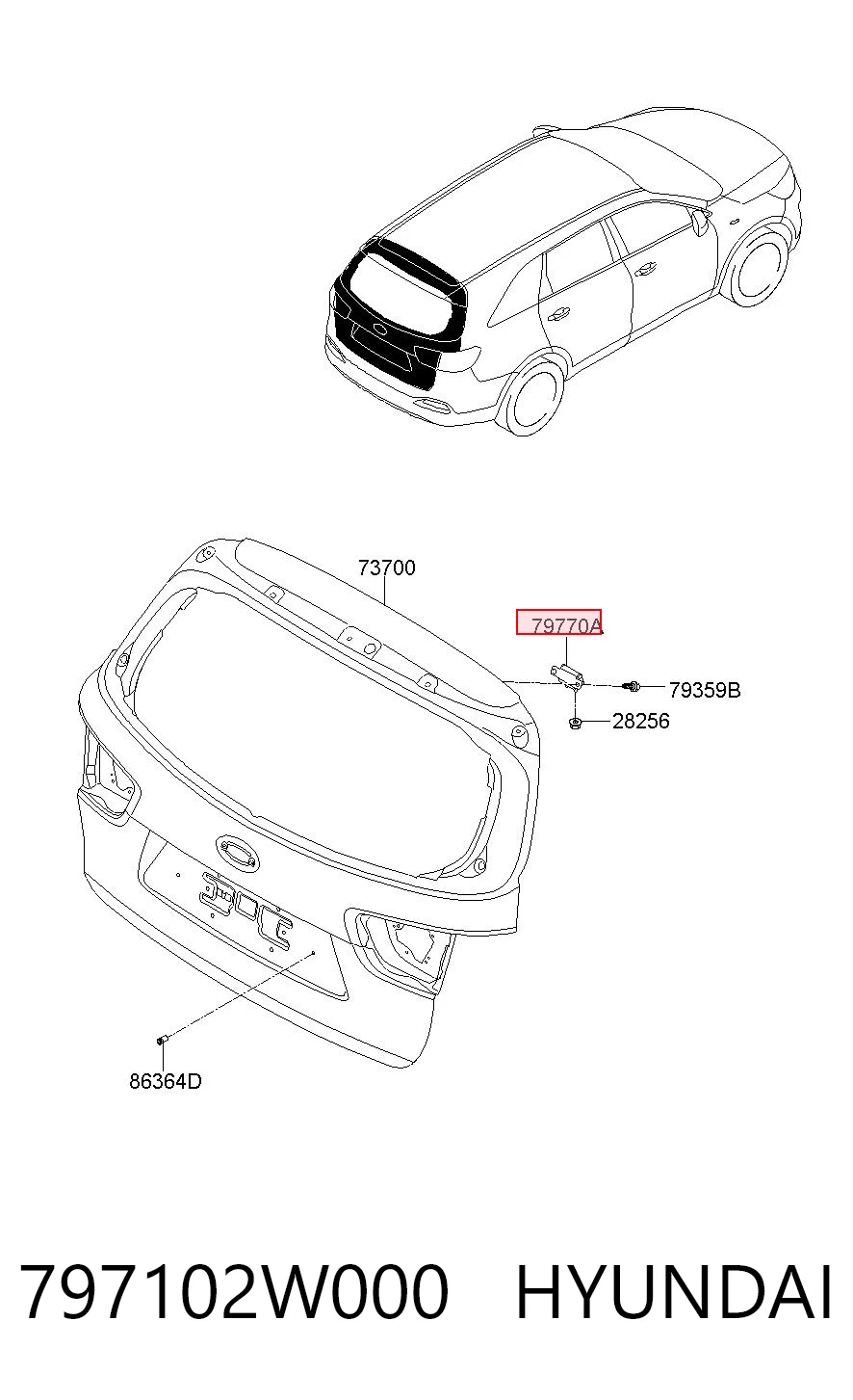 797102W000 Hyundai/Kia Петля багажника