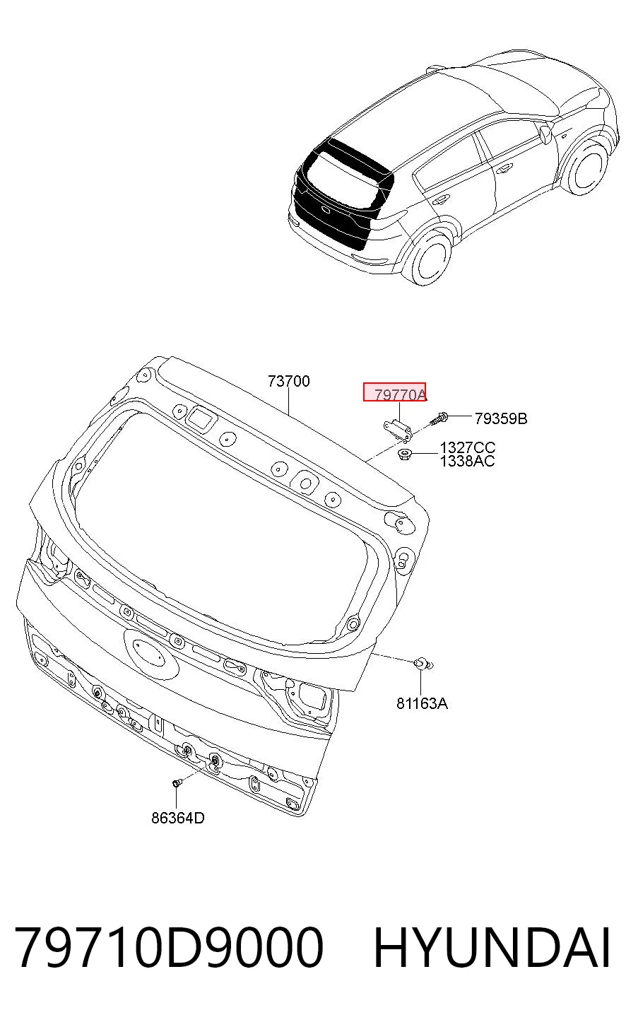 79710D9000 Hyundai/Kia Петля багажника
