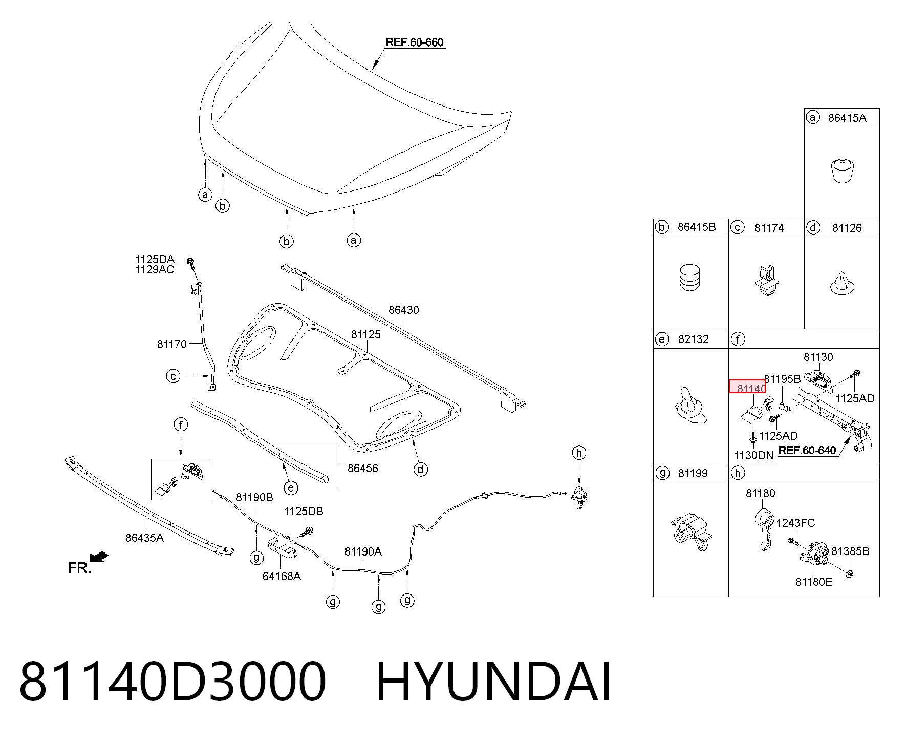 81140D3000 Hyundai/Kia Ручка открытия капота