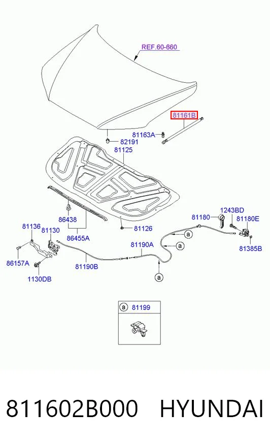 811602B000 Hyundai/Kia Стойка капота