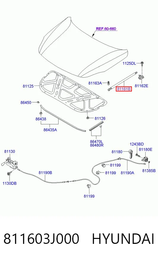 811603J000 Hyundai/Kia Стойка капота