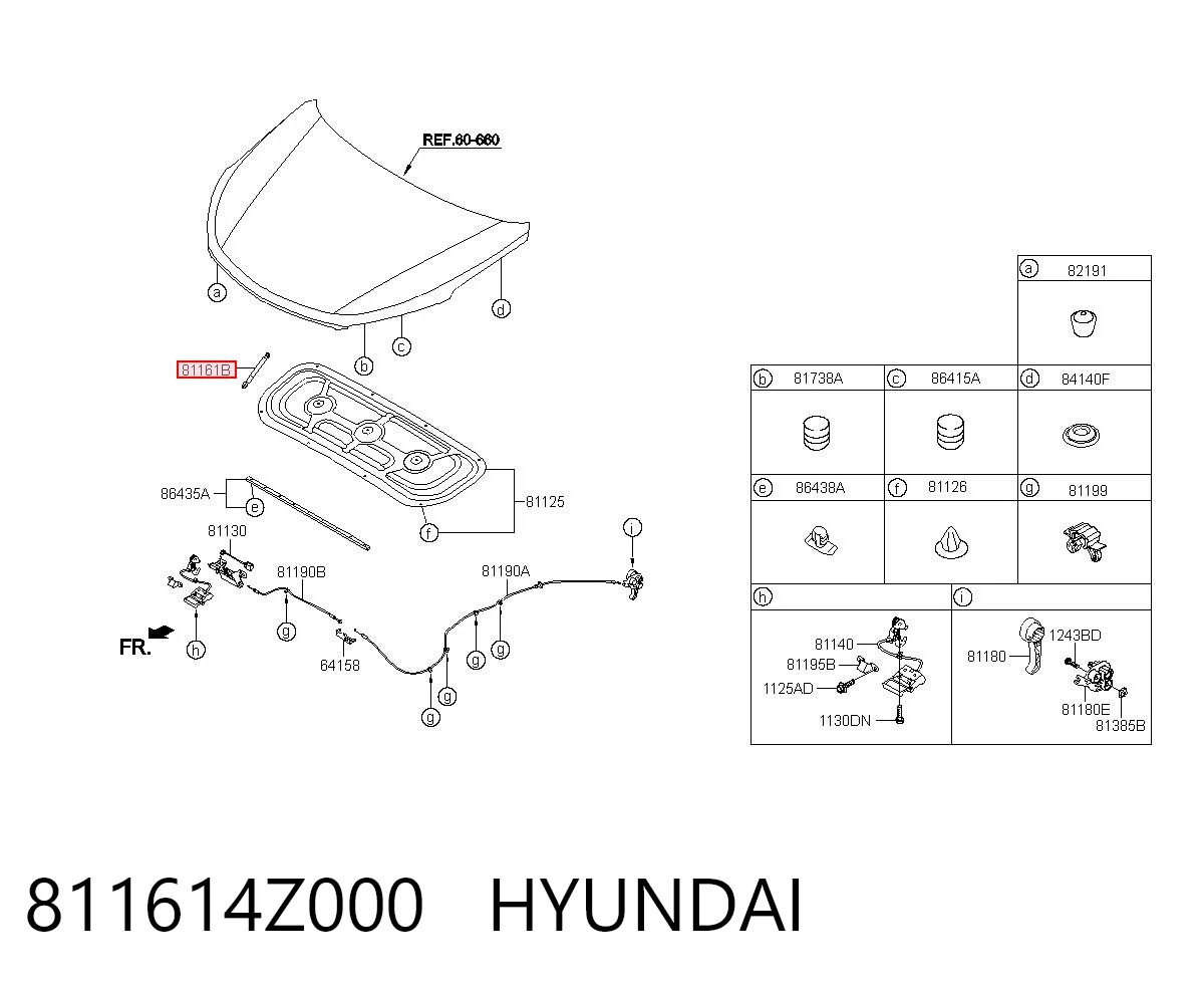 811614Z000 Hyundai/Kia Стойка капота