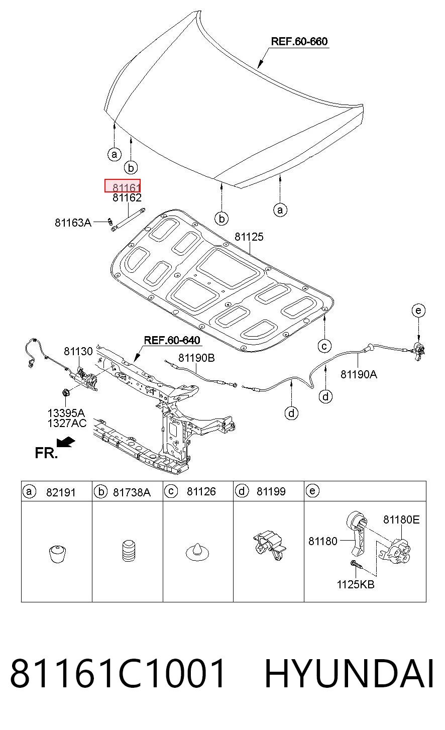 81161C1001 Hyundai/Kia Амортизатор капота левый