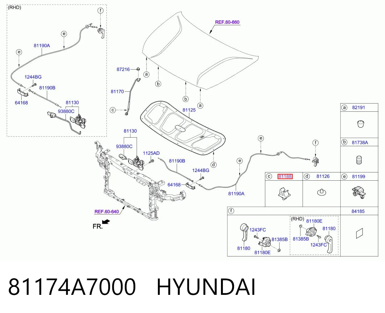 81174A7000 Hyundai/Kia Фиксатор упора капота