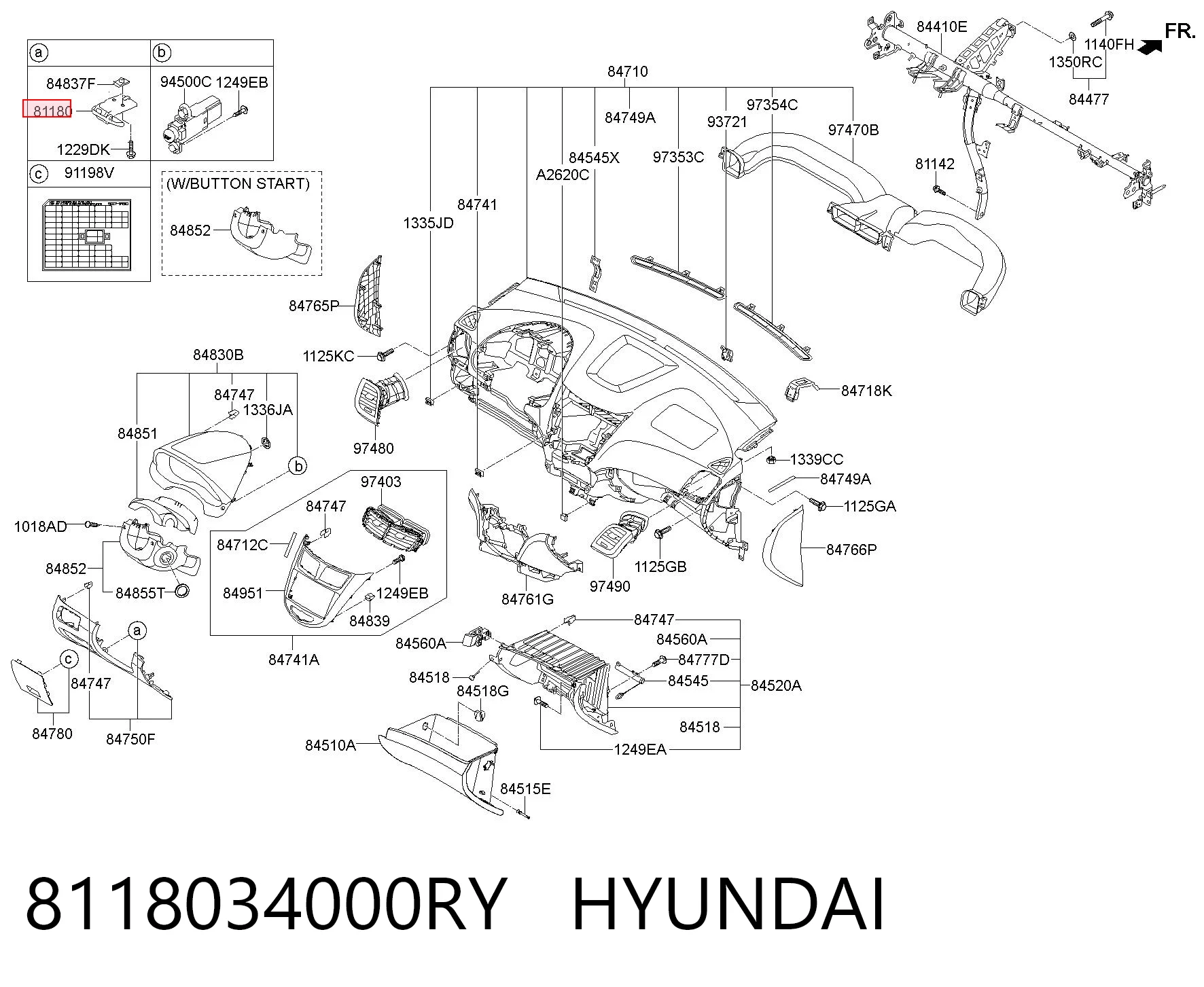 8118034000RY Hyundai/Kia Ручка открытия капота