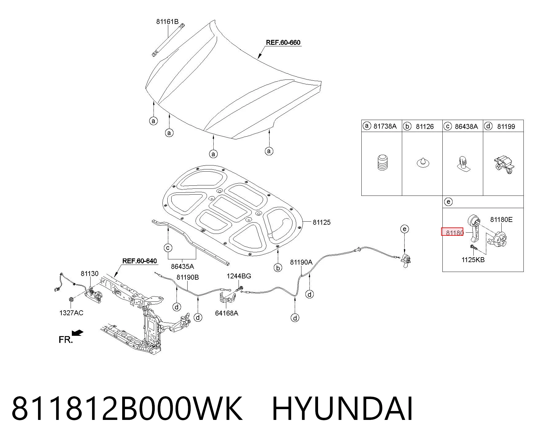 811812B000WK Hyundai/Kia Ручка открытия капота