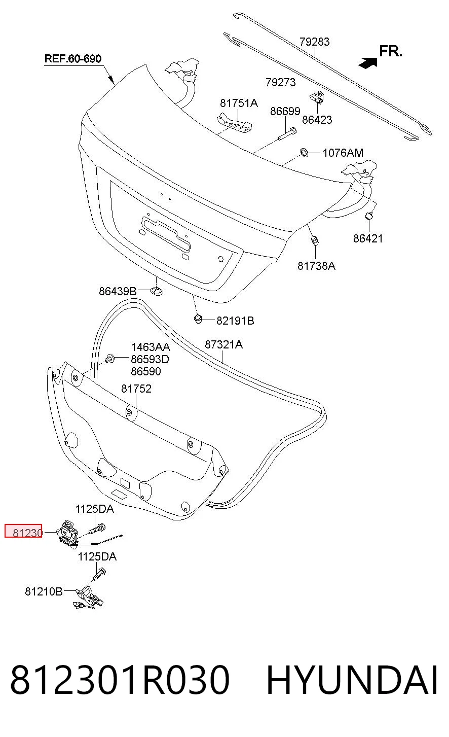 812301R030 Hyundai/Kia Замок пятой двери