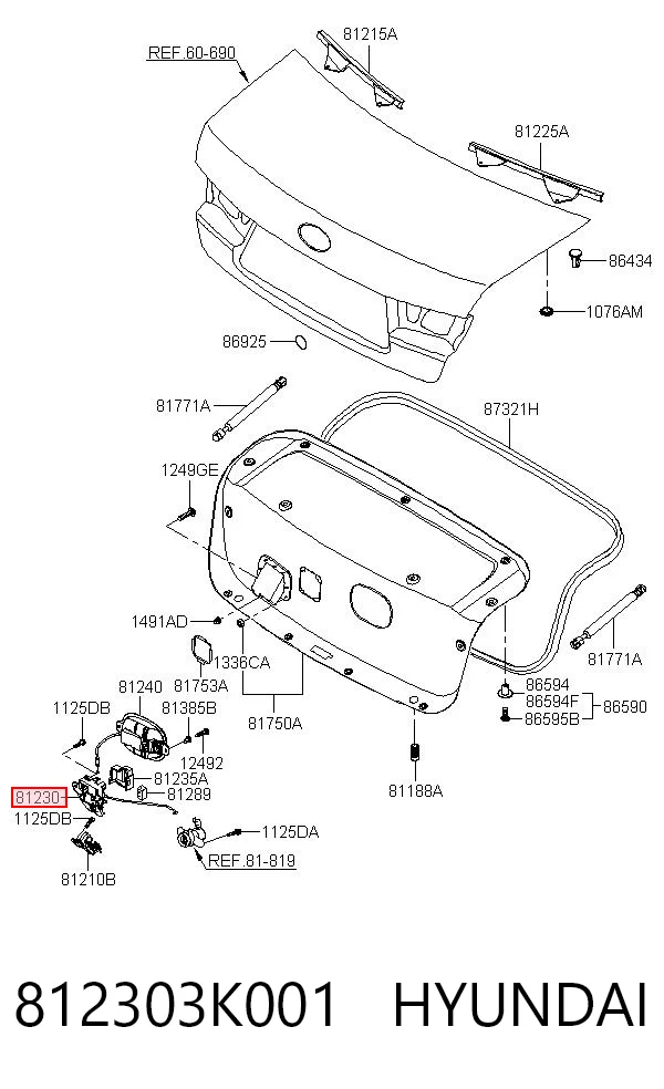 812303K001 Hyundai/Kia Замок пятой двери