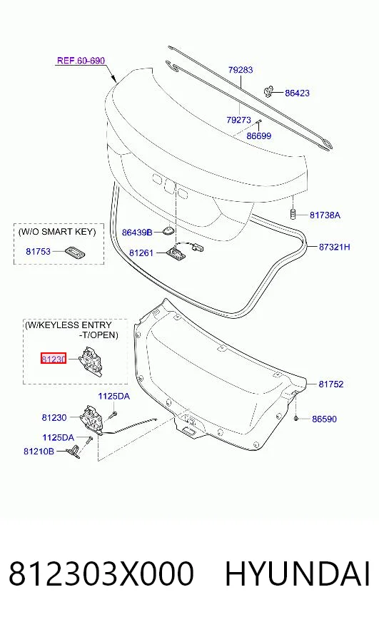 812303X000 Hyundai/Kia Замок пятой двери
