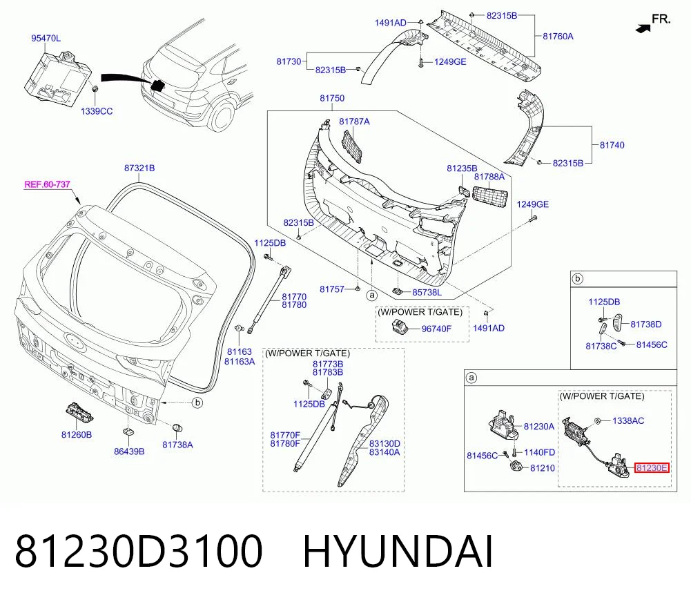 81230D3100 Hyundai/Kia Замок пятой двери