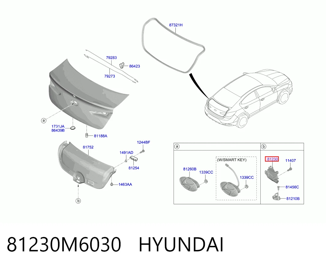 81230M6030 Hyundai/Kia Замок пятой двери