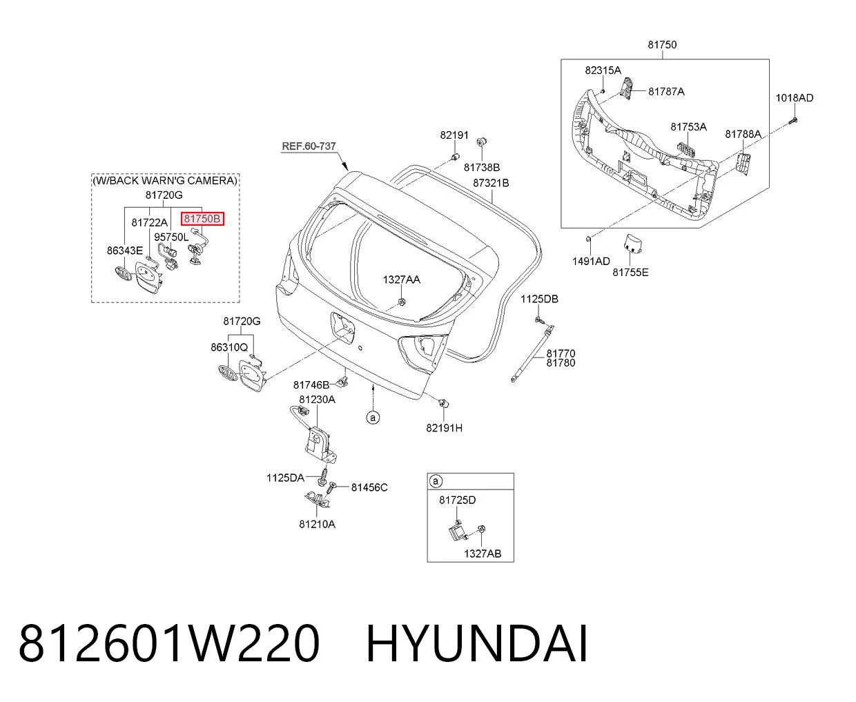 812601W220 Hyundai/Kia Кнопка привода замка крышки багажника (двери 3/5-й (ляды)