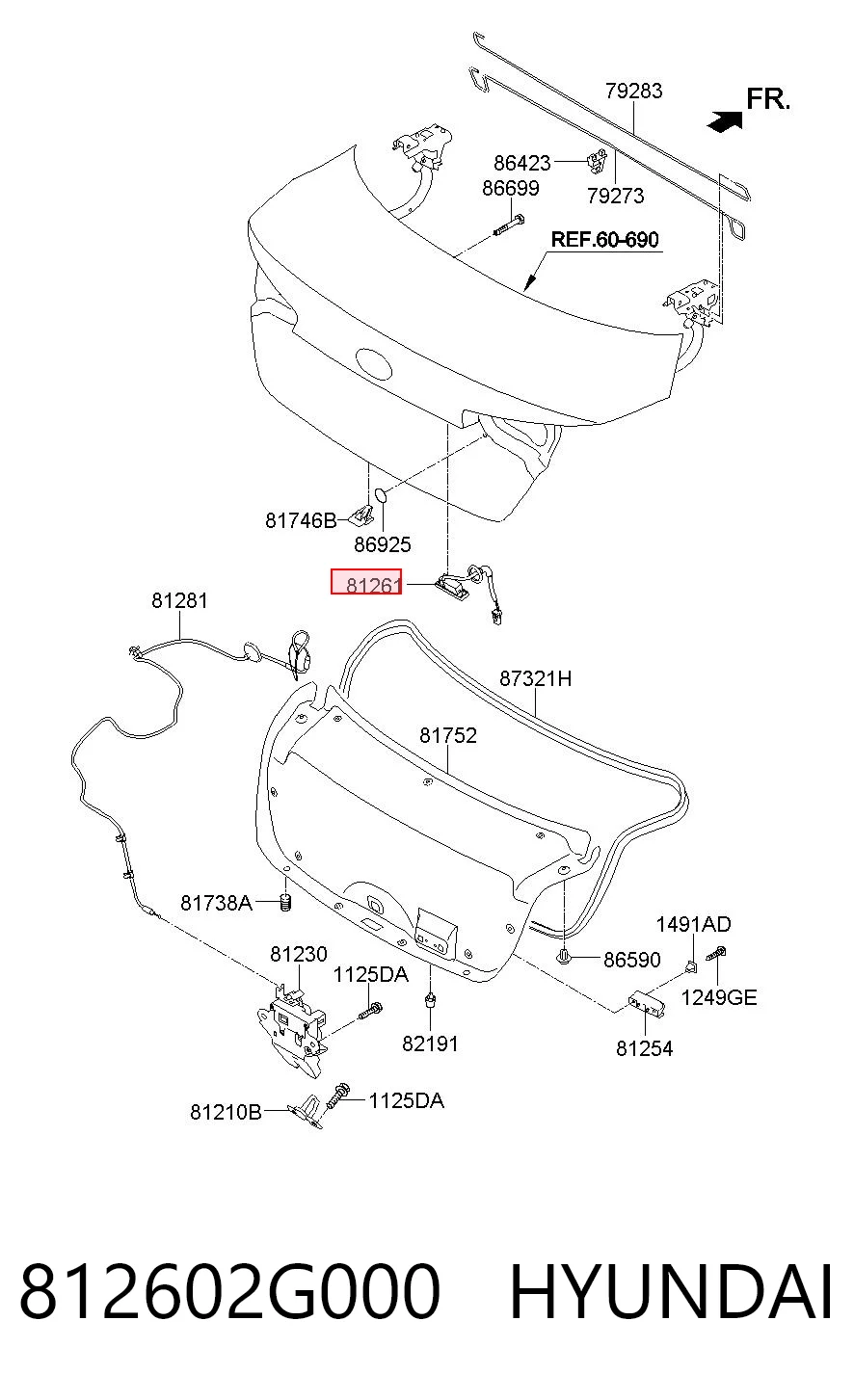 812602G000 Hyundai/Kia Кнопка привода замка третей/пятой двери