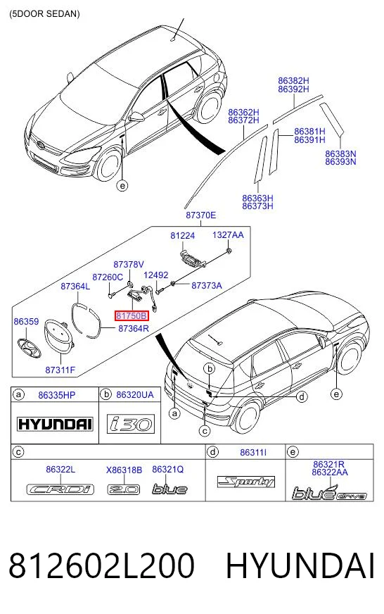 812602L200 Hyundai/Kia Кнопка привода замка крышки багажника (двери 3/5-й (ляды)