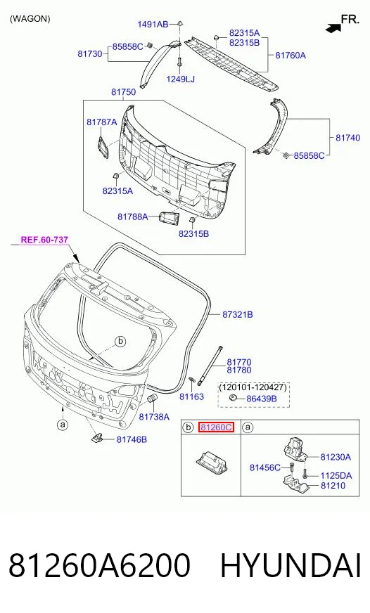 81260A6200 Hyundai/Kia Ручка двери багажника, наружная