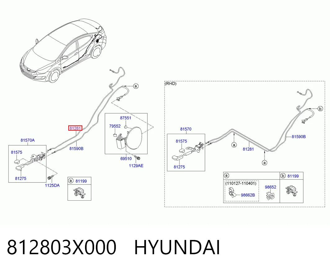 812803X000 Hyundai/Kia Трос замка багажника