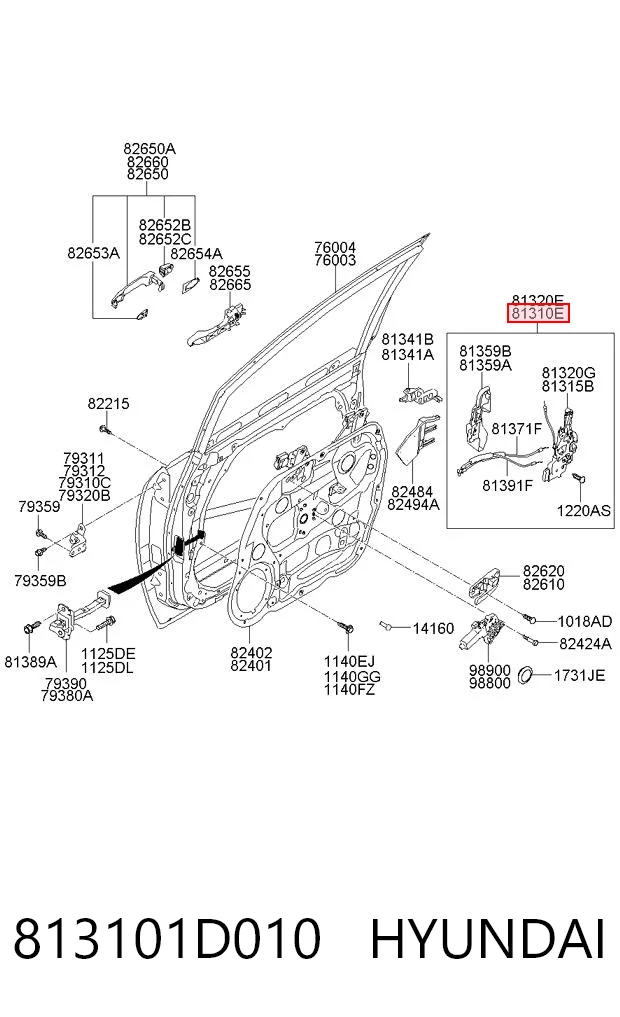 813101D010 Hyundai/Kia Замок двери водителя