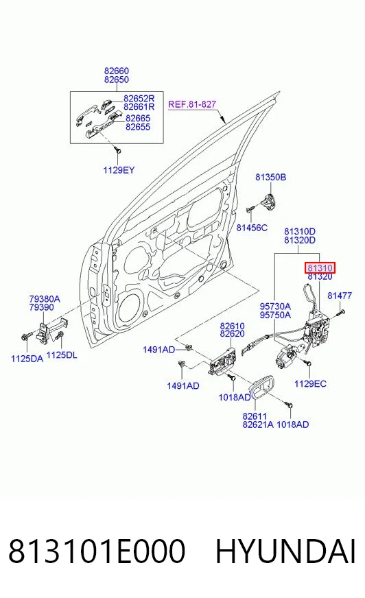 813101E000CHRYSLER-Замокдверипереднейлевой