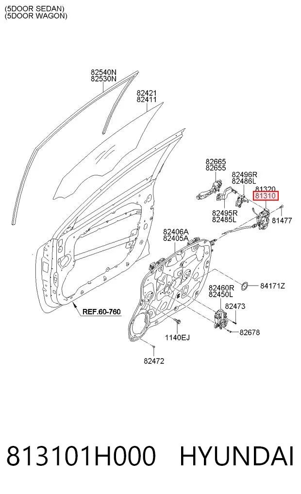813101H000 Hyundai/Kia Замок двери водителя