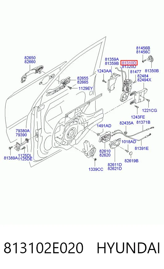 813102E020 Hyundai/Kia Замок двери водителя