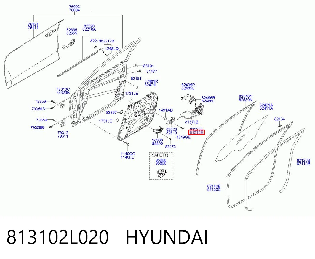 813102L020 Hyundai/Kia Замок двери водителя